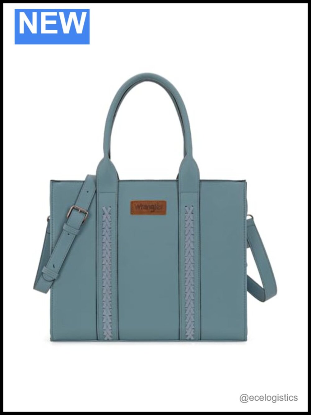 Western Whipstitch Faux Leather Tote Handbag with Adjustable Strap